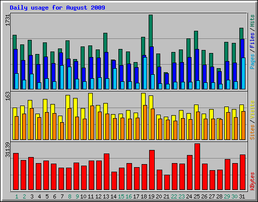 Daily usage for August 2009