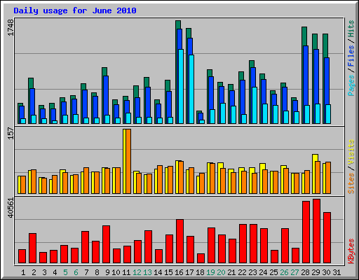 Daily usage for June 2010