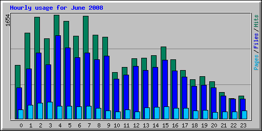 Hourly usage for June 2008