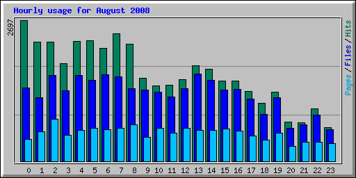 Hourly usage for August 2008