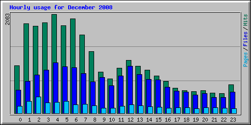 Hourly usage for December 2008