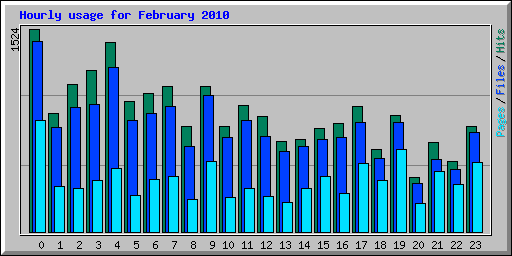 Hourly usage for February 2010